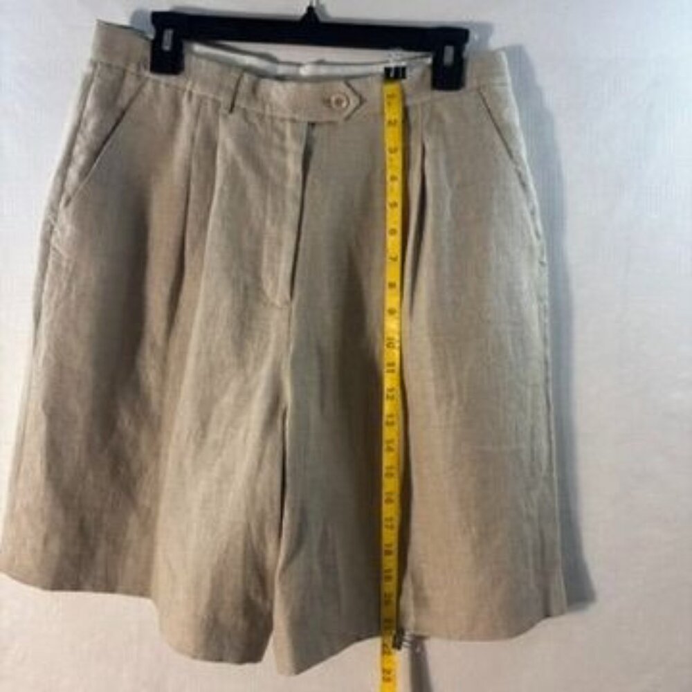 Trouser Etc New York Beige/Tan Linen Pleated Shorts Size 12 - Picture 7 of 7